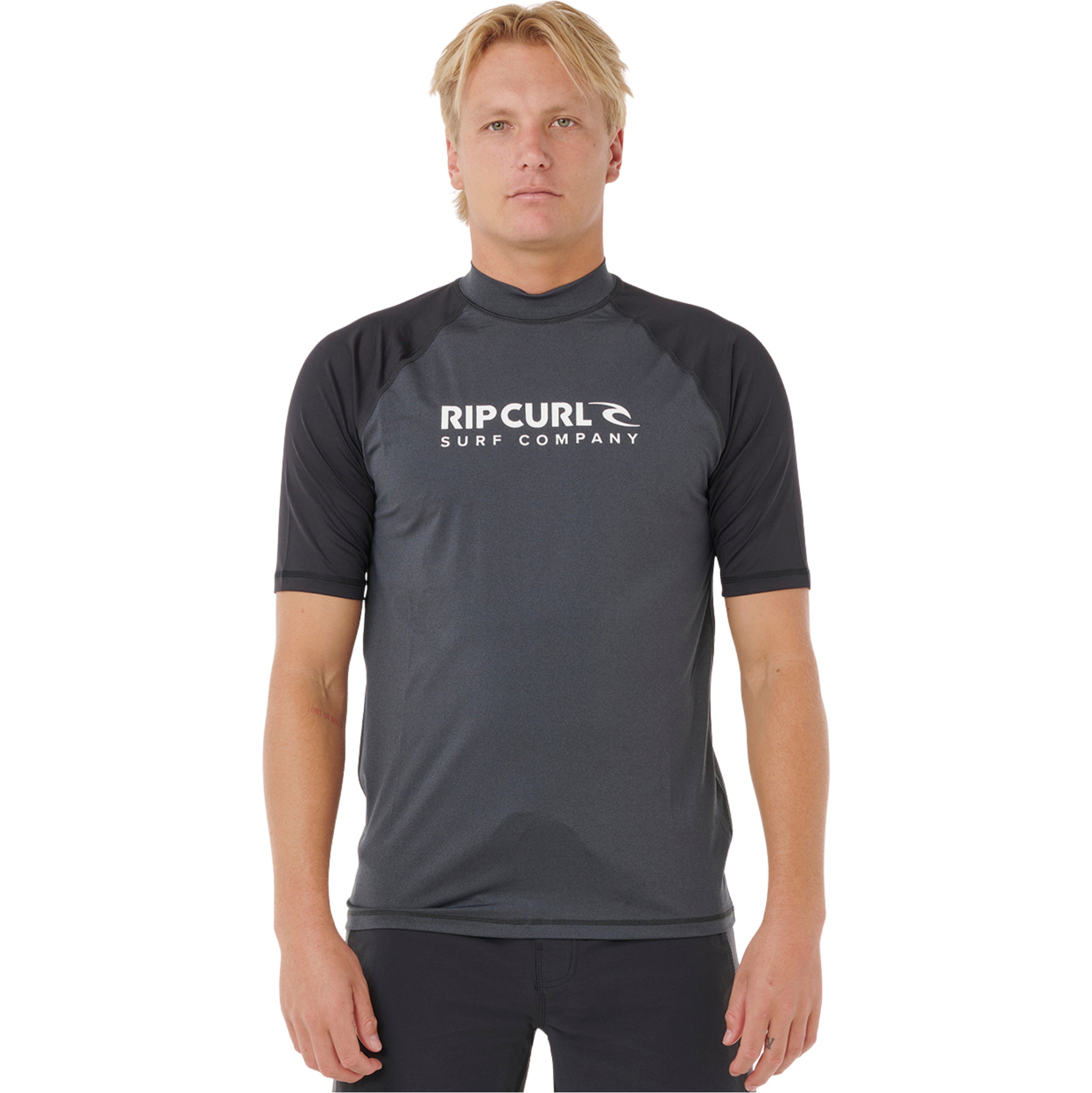 2026 Rip Curl M&auml;nner Shock UPF Kurzarm-Lycra-Weste 16HMRV - Black Marle
